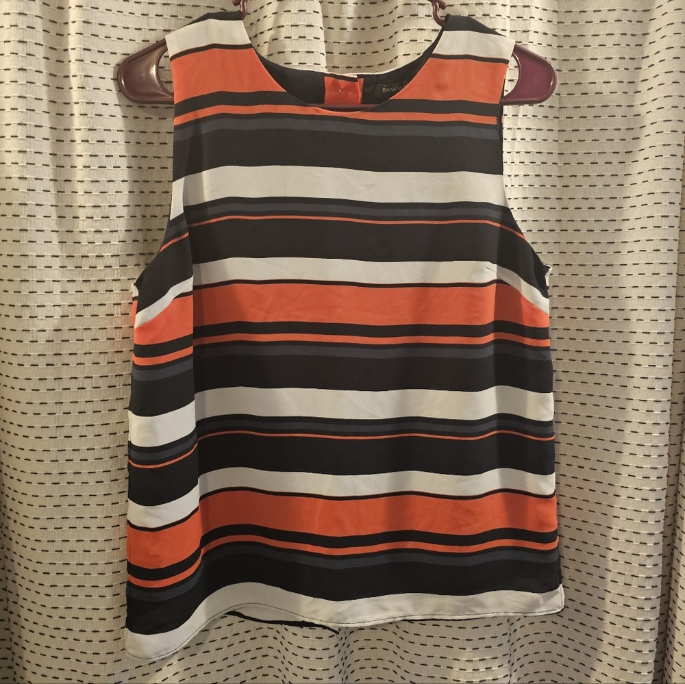 Banana Republic Striped Sleeveless Blouse - Coral, Blue, White